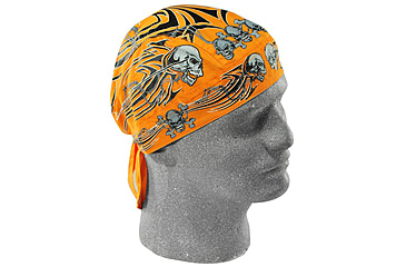 Image of Zan Headgear Flydanna Orange Tribal Skull Z669