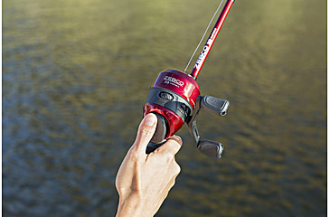 Image of Zebco 33 Custom Z Spincast Reel and Rod Combo, 6ft 2-PC Fiberglass Rod w/ EVA Handle, QuickSet Anti-Reverse Reel w/ Bite Alert, Red, 33CZRD602MA.NS4
