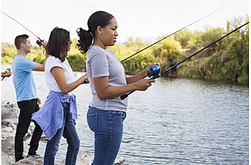 Image of Zebco 33 CustomZ Spincast Reel and Rod Combo, 6ft 2-PC Fiberglass Rod w/ EVA Handle, QuickSet Anti-Reverse Reel w/ Bite Alert, Blue, 33CZBL602MA.NS4
