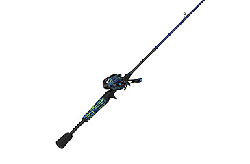 Image of Zebco Roam Baitcast Reel and Rod Combo, 6ft 6in 2-PC Fiberglass Pole w/ Split-Grip MaxTac Handle, Lightweight Graphite Frame, RH Retrieve, Blue/Green, ROAMBG100662MH.NS3