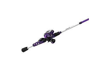 Image of Zebco Roam Baitcast Reel and Rod Combo, 6ft 6in 2-PC Fiberglass Pole w/ Split-Grip MaxTac Handle, Lightweight Graphite Frame, RH Retrieve, Purple, ROAMPR100662MH.NS3