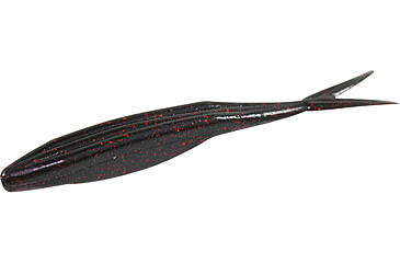 Image of Zoom Super Fluke Jr Baitfish Imitator, 10 Pack, 4in, Black Red Glitter, 056001X