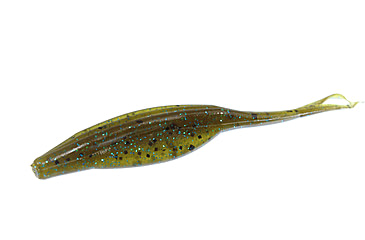 Image of Zoom Super Fluke Jr Baitfish Imitator, 10 Pack, 4in, Green Pumpkin Blue, 056239X