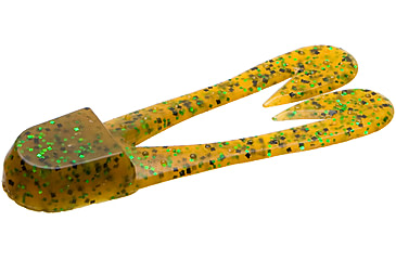 Image of Zoom U-V Chunk Jig Trailer, 5 Pack, 3in, Rootbeer Pepper Green, 084097X