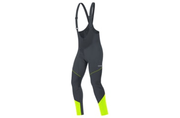 Image of GOREWEAR Mens C3 WINDSTOPPERR Cycling Bib Tights+ in Black/Neon Yellow XS Form fit Windproof B37DBD32, 100337-9908-S
