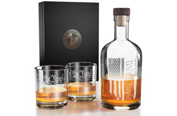Image of Old Southern Brass 3 Piece We The People Constitution Decanter Set, Clear, 10.5 oz, OSB-3PCSET-WTP