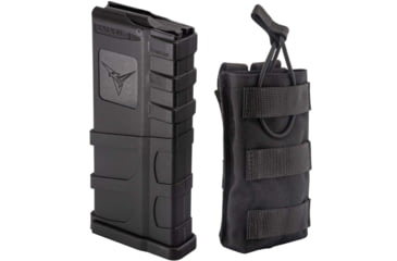 Image of 1 TRYBE Defense AR-15 Extended Grasp 10-Round Magazine and 1 TRYBE Defense Single 5.56 Magazine Pouch, Black