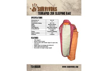 Image of 12 Survivors 20F Terra Pod Mummy Sleeping Bag - Regular, TS48000R