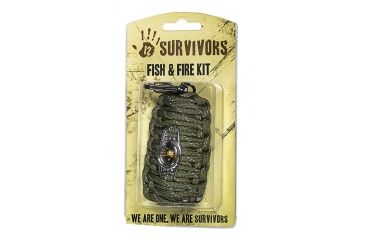 Image of 12 Survivors Fish and Fire Emergency Kit - Fishing line,Hooks,Floats,Swivels,Weights,Alcohol Pad,Fire Starter,Knife Blade,Foil,Tinder,Cord TS24000