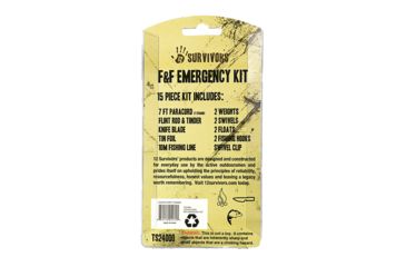Image of 12 Survivors Fish and Fire Emergency Kit - Fishing line,Hooks,Floats,Swivels,Weights,Alcohol Pad,Fire Starter,Knife Blade,Foil,Tinder,Cord TS24000