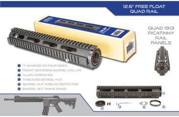 Image of OpticsPlanet Exclusive OpticsPlanet 12.6 inch Quad Rail, Free Float Handguard, Rifle Length, Black, QRFR12
