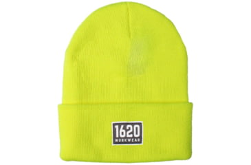 Image of 1620 Workwear Cuffed Beanie, Patch, Hi Vis Yellow, One Size, A-06-Y