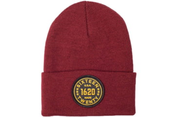 Image of 1620 Workwear Cuffed Beanie, Roundel, Burgundy, One Size, A-08-M