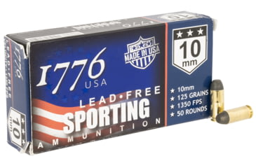 Image of SinterFire 1776 USA 10mm Auto 125 Grain Lead Free Ball Brass Cased Pistol Ammo, 50 Rounds, 1776010125