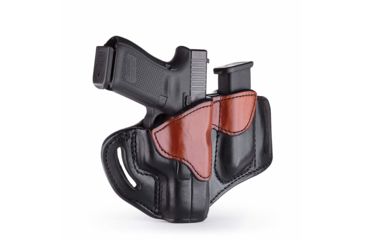 Image of 1791 Gunleather Combo Open Top Multi-Fit Belt Holster 2.1 and Mag 1.2, S&amp;W MP9, Taurus PT111, Right Hand, Brown on Black, Size 2.1, BH2.1M1.2-BLB-R