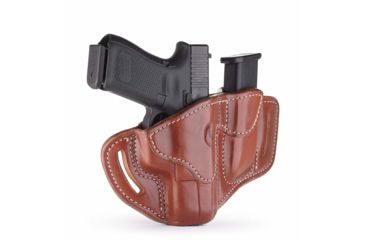 Image of 1791 Gunleather Combo Open Top Multi-Fit Belt Holster 2.1 and Mag 1.2, S&amp;W MP9, Taurus PT111, Right Hand, Classic Brown, Size 2.1, BH2.1M1.2-CBR-R
