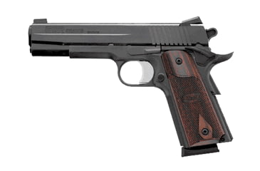 Image of SIG SAUER 1911 GSR Revolution Pistol, .45 ACP, 5 in barrel, stainless steel frame, custom checkered wood grip, recoil operated semi-automatic, Novak night sights, nitron finish, hand-fitted parts, 8 round magazine, 1911-GSRR-1-FRRMPG