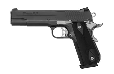 Image of SIG SAUER 1911 Nightmare Pistol, .45 ACP, 5 in barrel, stainless steel frame, custom checkered G10 grips grip, recoil operated semi-automatic, low profile night sights, 8 round magazine, 1911 NM-1-FRRMPG