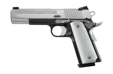 Image of SIG SAUER 1911 Platinum Elite Pistol, .45 ACP, 5 in barrel, stainless steel frame, custom aluminum grips grip, recoil operated semi-automatic, adjustable combat night sights, 8 round magazine, 1911 PE-1-FRRMPG