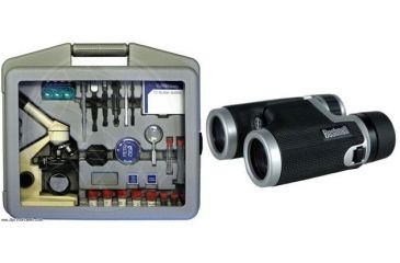 Image of 2-PC Young Scientist Science Gift Package - Meade Hobbyist 51-piece Microscope Kit 08018 and Bushnell 8x32 Hemisphere Roof Prism Fully Coated Binoculars 160833