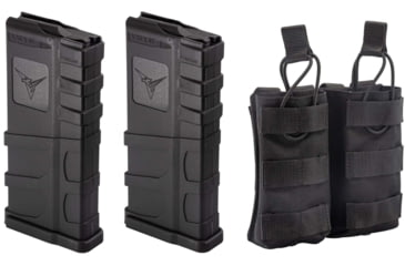 Image of 2 TRYBE Defense AR-15 Extended Grasp 10-Round Magazine and 1 TRYBE Defense Double 5.56 Magazine Pouch, Black