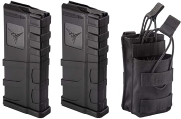 Image of 2 TRYBE Defense AR-15 Extended Grasp 10-Round Magazine and 1 TRYBE Defense Paired 5.56 Magazine Pouch, Black
