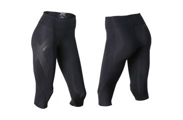 Image of 2XU Wmn Midrise Ct 3/4 Blk Sm WA2865b BL/DRF S