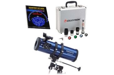 Image of 3-PC Bright Star Astronomy Gift Package - Tasco 1000x114mm Galaxsee Reflector Telescope, Celestron 1.25'' Eyepiece and Filter Kit, Celestron Sky Maps