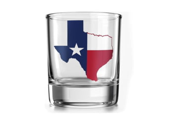 Image of Old Southern Brass Texas Flag Whiskey Glass, Clear, 10 oz, OSB-WG-TF