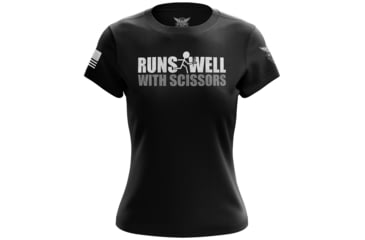 Image of Wethepeopleholsters.Com Runs Well With Scissors Womens Short Sleeve Shirt, runs-well-with-scissors-womens-short-sleeve-shirt