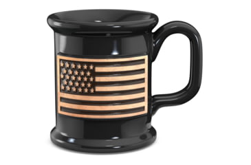 Image of Old Southern Brass Ceramic Handmade Coffee Mug, Embossed American Flag, Black/Gold, One Size, OSB-MUG-AF