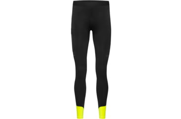 Image of GOREWEAR CONCURVE Thermo Running Tights Mens in Black/Neon Yellow Small Form fit 99F4A097, 101095-9908-S