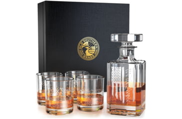 Image of Old Southern Brass We The People American Flag Decanter Whiskey Glass Premium Gift Box, Gift  5 Piece Set, Clear, One Size, OSB-5PCSET-WTP