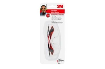 Image of 3M Flat Temple Safety Eyewear, Black/Red Frame, Clear/Scratch Resistant Lens,6/case 47010-WV6