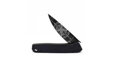 Image of 3V Gear Compass React Folding Knife, 3in, Stainless Steel, Drop Point Blade, Plain G10, Black Handle, Black Coated, Black/White, 6.5 inch, compass-r-fk-2