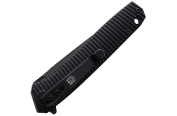 Image of 3V Gear Compass React Folding Knife, 3.75in Closed, 3in, 8Cr14MoV, Black Coated Blade, Black Grooved G10 Handle, VVV-GB-BC-COMPASS