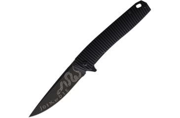 Image of 3V Gear Join Or Die React Folding Knife, 3.75in Closed, 3in, 8Cr14MoV, Black Coated Blade, Black Grooved G10 Handle, VVV-GB-BC-JOIN