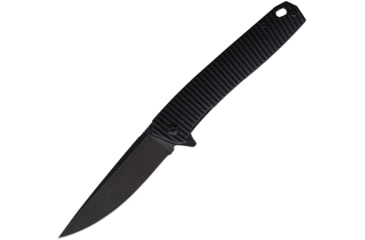 Image of 3V Gear Grooved G10 Naked React Folding Knife, 3.75in Closed, 3in, 8Cr14MoV, Black Coated Blade, Black Grooved G10 Handle, VVV-GB-BC-NAKED