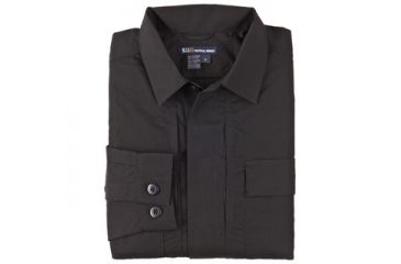 Image of 5.11 Tactical TDU Shirt Long Sleeve Poly/Ctn Ripstop Tall 72002T, Application: Windbreaker, Waterproof: Waterproof, Color: Black, Sleeve Type: Long Sleeve