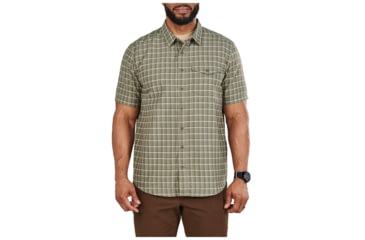 Image of 5.11 Tactical Aiden Short Sleeve Plaid Shirt - Men's, Tank Green Plaid, S, 71206-607-S
