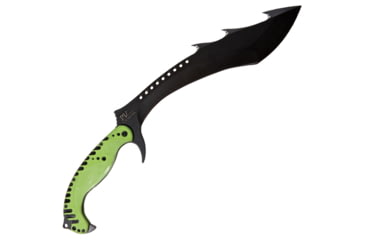 Image of 5.11 Tactical Kold Kukri Machete, 17in Overall, 10.88in Black Stonewash Aus-8 SS Sawback Blade, Green Synthetic Handle, Sheath, Black, 53033-999