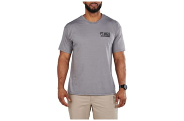 Image of 5.11 Tactical Locked And Logoed Short Sleeve Tee - Men's, Grey Heather, Small, 41191YM-097-S