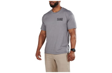 Image of 5.11 Tactical Locked And Logoed Short Sleeve Tee - Men's, Grey Heather, Small, 41191YM-097-S