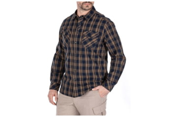 Image of 5.11 Tactical Peak Long Sleeve Shirt - Mens, Battle Brown Plaid, Small, 72469-590-S