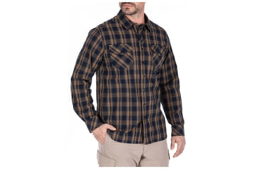 Image of 5.11 Tactical Peak Long Sleeve Shirt - Mens, Battle Brown Plaid, Small, 72469-590-S