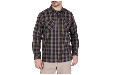 Image of 5.11 Tactical Peak Long Sleeve Shirt - Mens, Battle Brown Plaid, Small, 72469-590-S