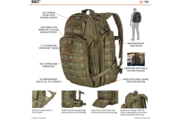 Image of 5.11 Tactical Rush 72 Backpack 55L, Olive Drab, 58602-188
