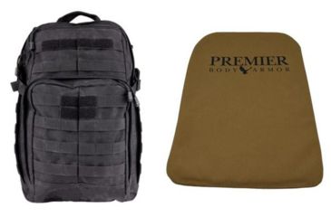 Image of 5.11 Tactical Rush12 Backpack in Black with Premier Body Armor Ballistic Panel