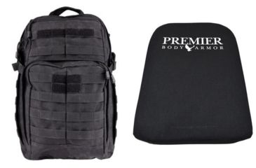 Image of 5.11 Tactical Rush12 Backpack in Black with Premier Body Armor Ballistic Panel