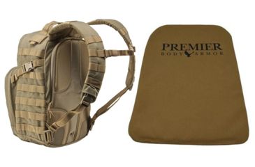 Image of 5.11 Tactical Rush12 Backpack in Sandstone with Premier Body Armor Ballistic Panel